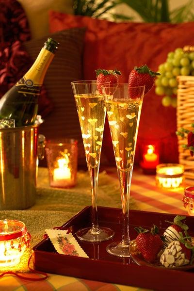 champagne for two and chocolate covered strawberries