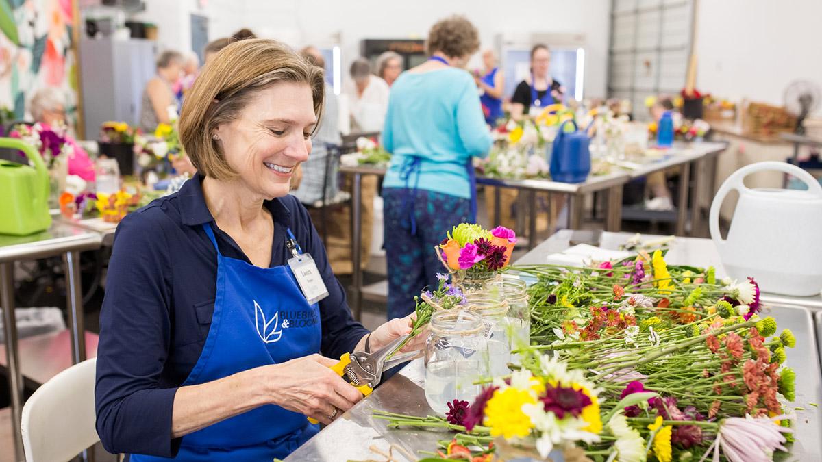 bluebirds and blooms laura arranging flowers