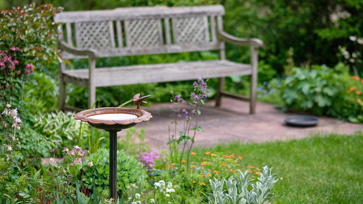 Memory Garden ideas birdbath bench