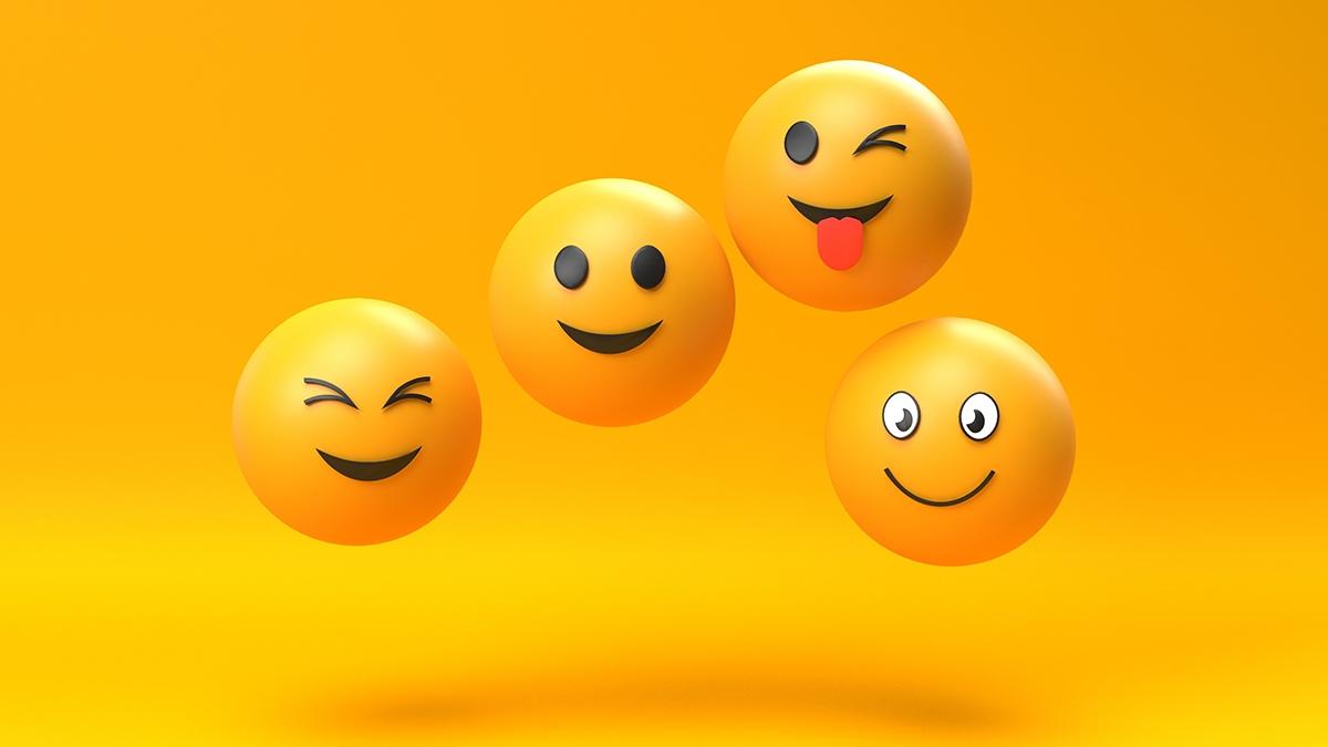 d render of Emoji emoticon character background