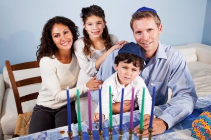 Family Celebrating Hanukkah
