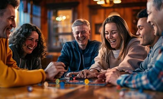 friends playing board game