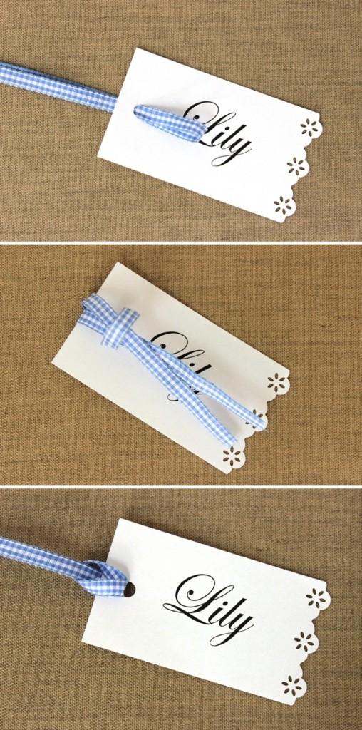 diy wedding decor with Ribbon Looped Through Place Card