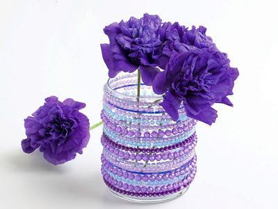 mardi gras decorations with beaded vase craft