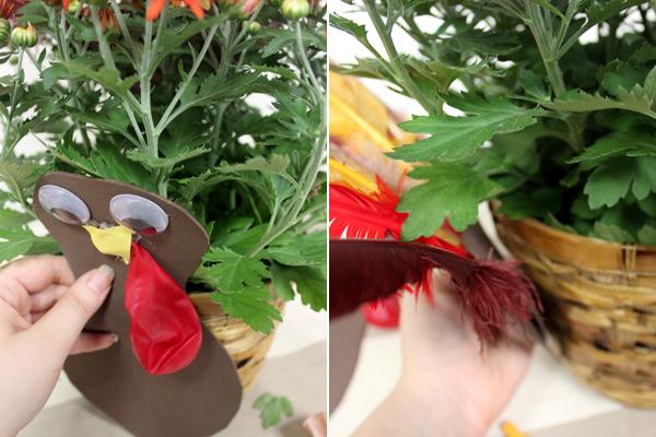 thanksgiving potted plant turkey craft for kids attach