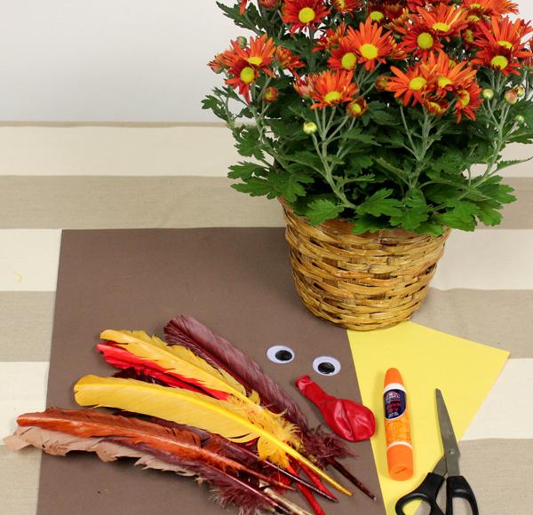 thanksgiving potted plant turkey craft for kids supplies