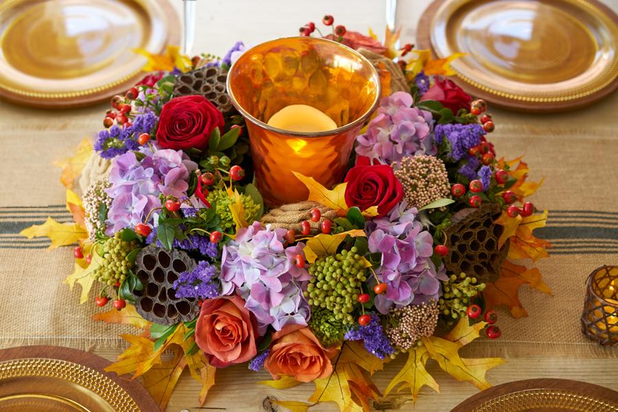 thanksgiving centerpiece ideas with Fall Wreath Centerpiece Top Down View