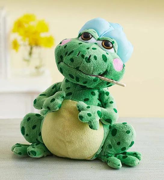 photo of a get well frog animated plush toy