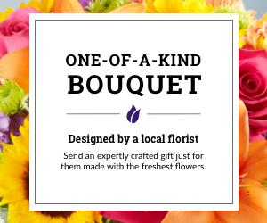 An ad for One of a Kind bouquets designed by a local florist