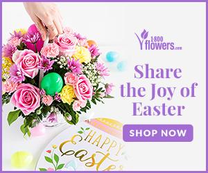 An ad for the   Flowers.com Easter collection