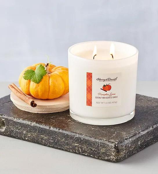 pumpkin spice with pumpkin spice candle