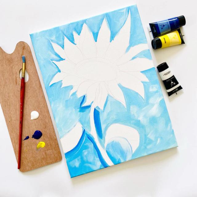 how to paint a flower with step
