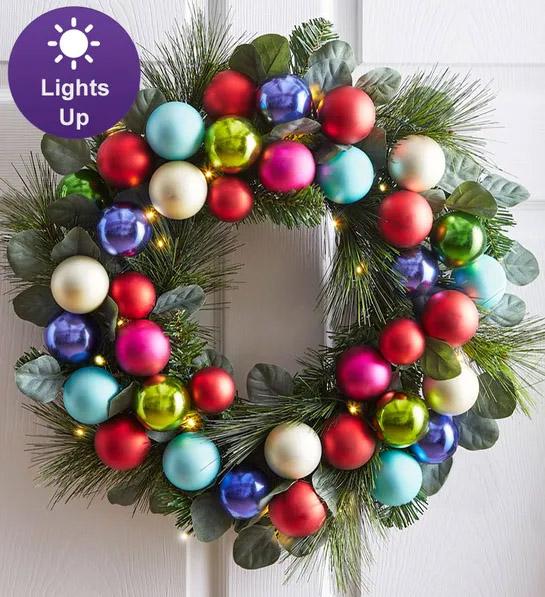 trending christmas flowers and wreaths with Joyful Jewel Wreath with Lights