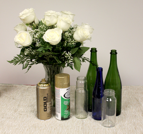 diy glitter vase supplies