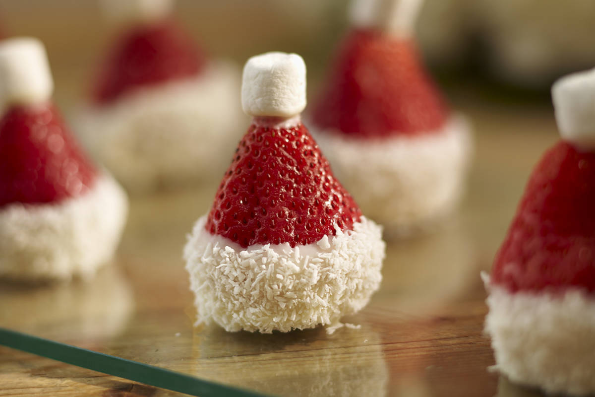 strawberry santa hats