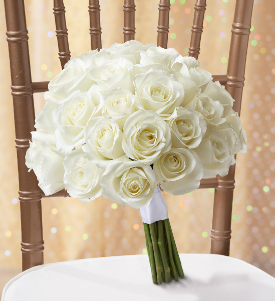 white rose bridal bouquet