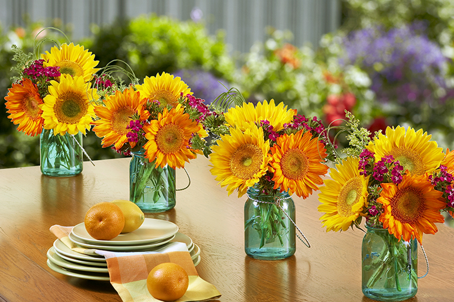 sunflower mason jars