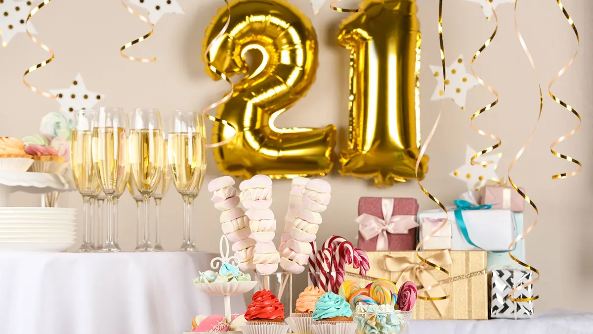 photo of birthday milestones with  shaped balloons for milestone birthday