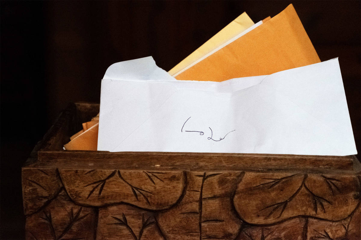 photo of valentine's day poetry with a box in which the author's poems are stored.