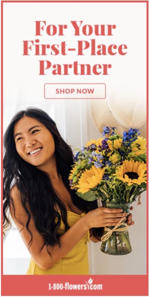 Olympics ad with sunflower bouquet and text For Your First Place Partner