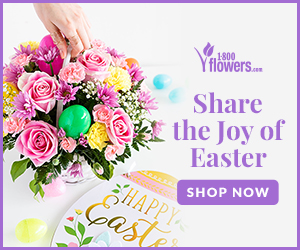 An ad for the   Flowerscom Easter collection