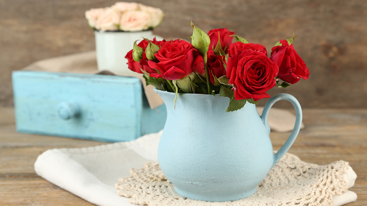 red dead single rose in vase