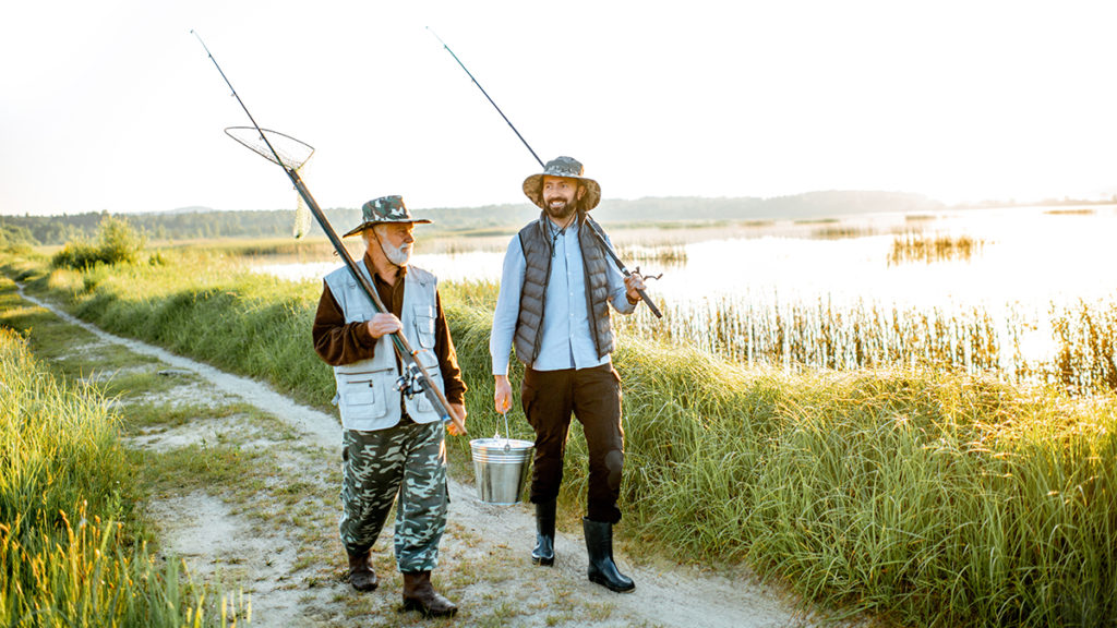 A photo of celebrate father's day with father and son on a fishing trip