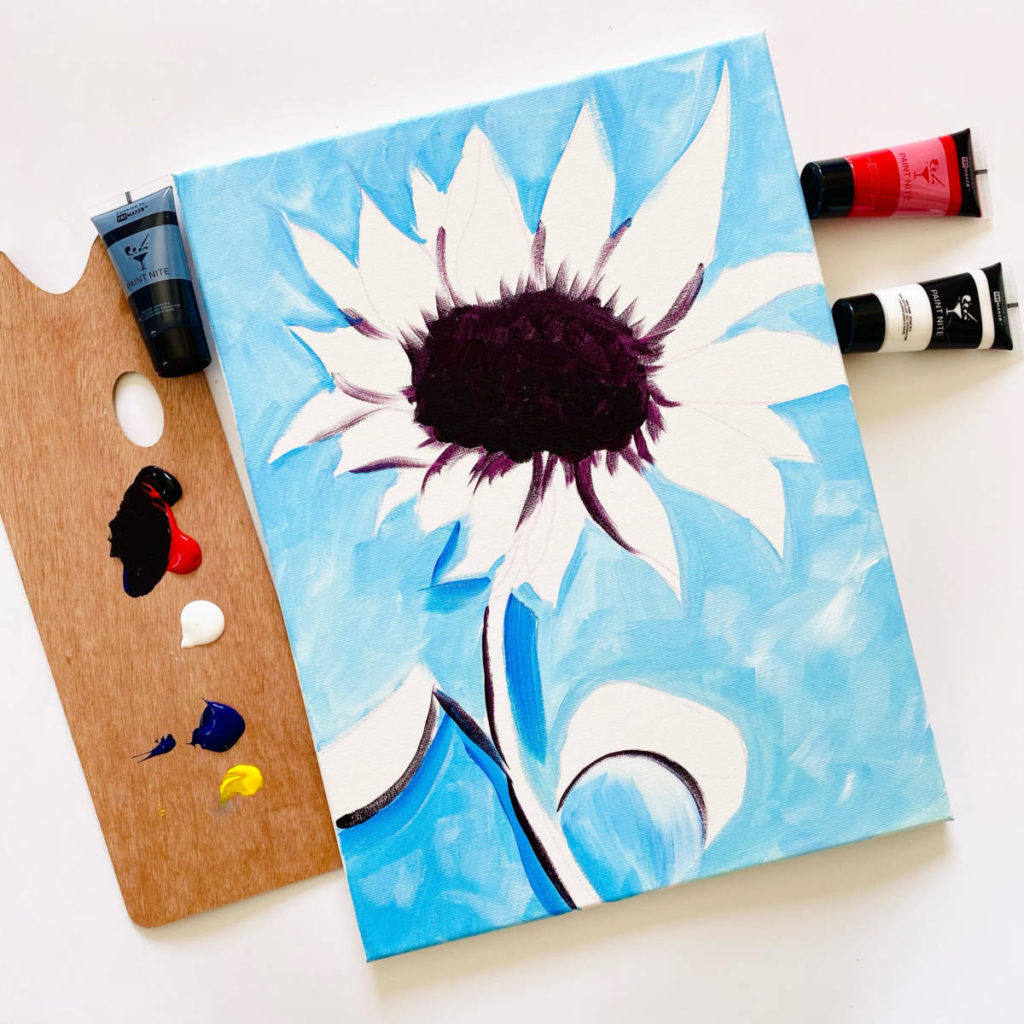 how to paint a flower with step