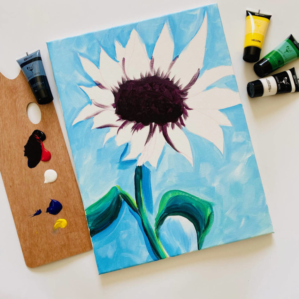 how to paint a flower with step