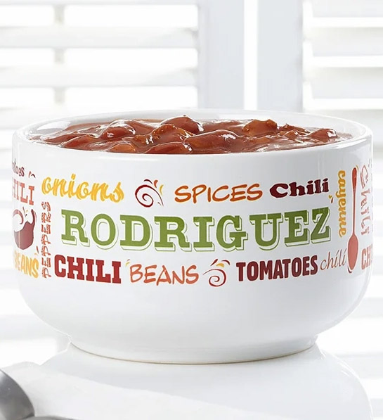 white elephant gift ideas with personalized chili bowl