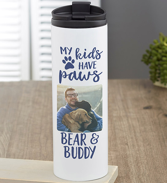 gifts for dog lovers with My Kids Have Paws Personalized oz Travel Tumbler