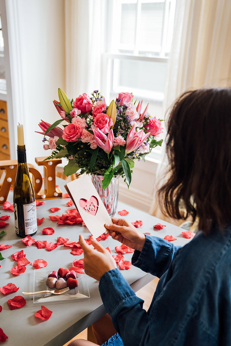 valentines day card messages with woman reading valentines card