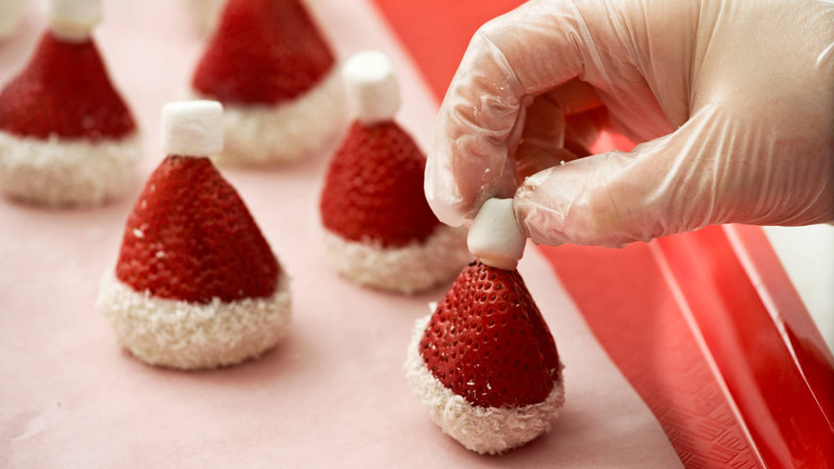 christmas in summer strawberry santa hats