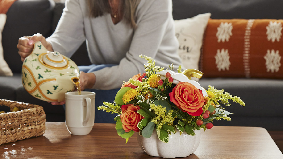 best get well soon gifts pouring tea flowers