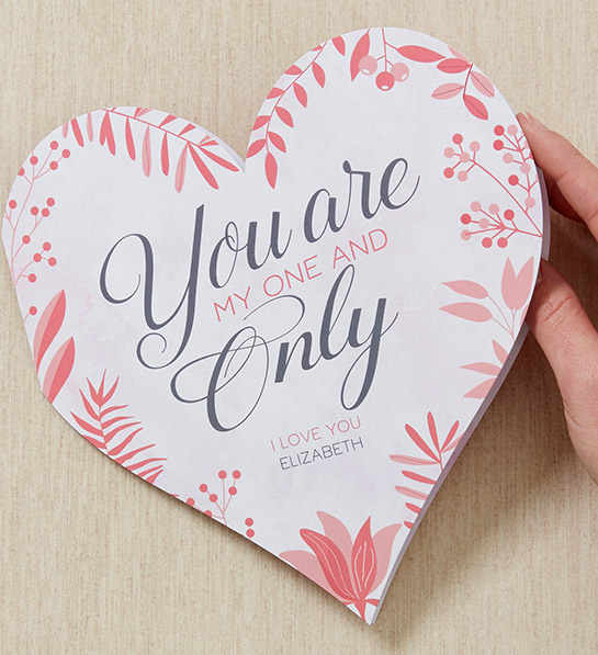 ideas for valentines day gifts My One Only Personalized Heart Greeting Card